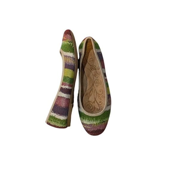 New Born Ballerina Flats Shoes Abbee Colorful Linen Colorful Stripe - Picture 1 of 7